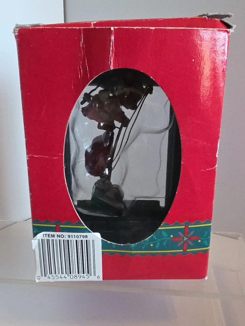 Vintage 1992 Lustre Fame Christmas Traditions Mouse on Vaccum Ornament W/Box